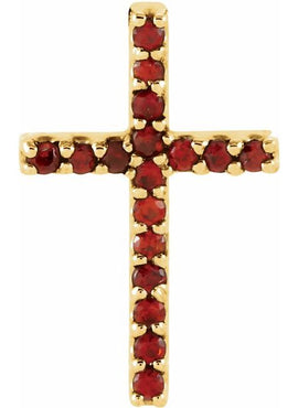 14K White Gold Natural Emerald Petite Cross 16