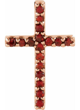 14K White Gold Natural Emerald Petite Cross 16