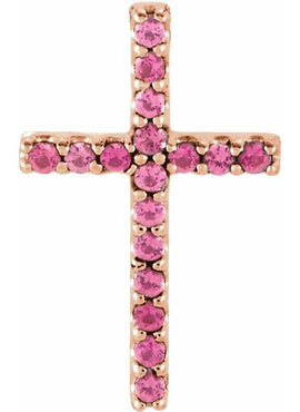 14K White Gold Natural Emerald Petite Cross 16