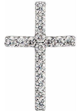 14K White Gold Natural Emerald Petite Cross 16