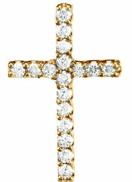 14K White Gold Natural Emerald Petite Cross 16