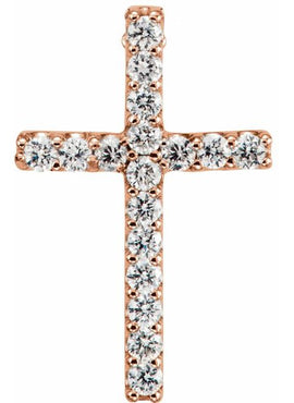 14K White Gold Natural Emerald Petite Cross 16