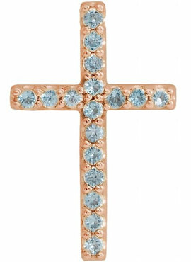 14K White Gold Natural Emerald Petite Cross 16