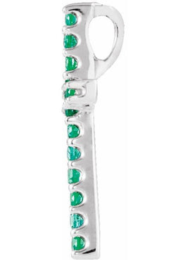 14K White Gold Natural Emerald Petite Cross 16