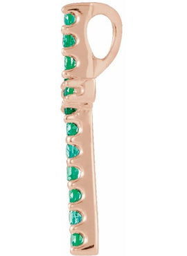 14K White Gold Natural Emerald Petite Cross 16