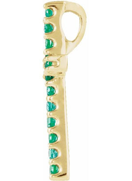 14K White Gold Natural Emerald Petite Cross 16