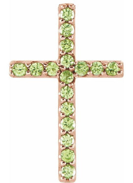 14K White Gold Natural Emerald Petite Cross 16