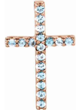 14K White Gold Natural Emerald Petite Cross 16