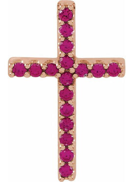 14K White Gold Natural Emerald Petite Cross 16