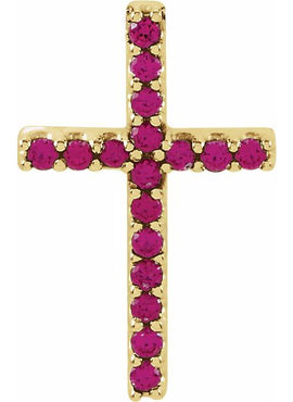 14K White Gold Natural Emerald Petite Cross 16