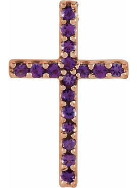 14K White Gold Natural Emerald Petite Cross 16
