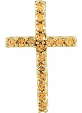 14K White Gold Natural Emerald Petite Cross 16
