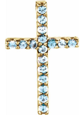 14K White Gold Natural Emerald Petite Cross 16
