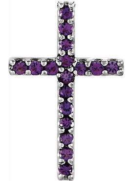 14K White Gold Natural Emerald Petite Cross 16