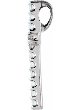14K White Gold Natural Emerald Petite Cross 16