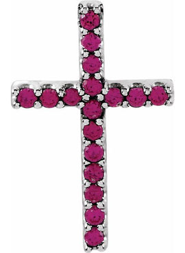 14K White Gold Natural Emerald Petite Cross 16