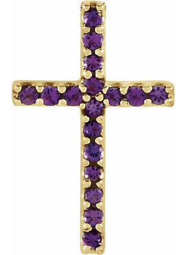 14K White Gold Natural Emerald Petite Cross 16