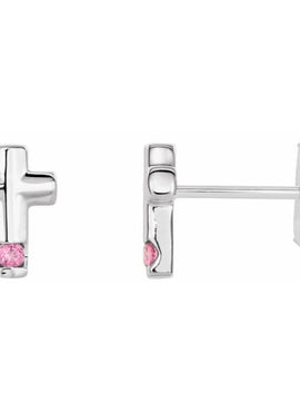 Platinum Natural Blue Zircon Cross Earrings