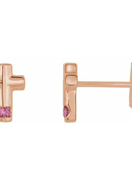 Platinum Natural Blue Zircon Cross Earrings