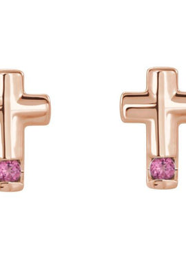 Platinum Natural Blue Zircon Cross Earrings