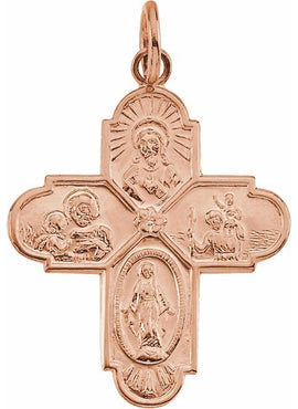 14K Yellow Gold 24.5x21.5 mm Four-Way Cross Medal