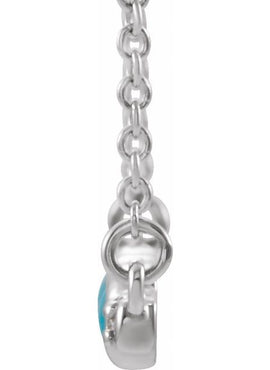 14K White Gold Natural Turquoise & 1/8 CTW Natural Diamond Bar 16