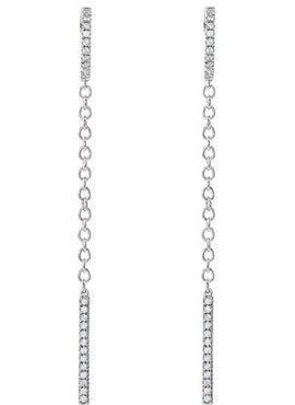 14K White Gold 1/4 CTW Natural Diamond Hinged Hoop Chain Earrings