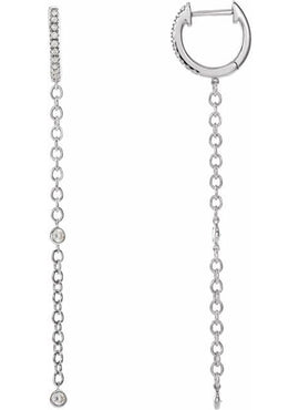 14K White Gold 1/4 CTW Natural Diamond Hinged Hoop Earrings
