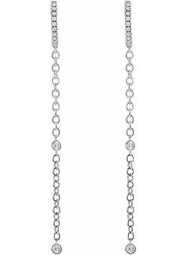 14K White Gold 1/4 CTW Natural Diamond Hinged Hoop Earrings