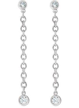 14K White Gold  1/5 CTW Natural Diamond Chain Dangle Earrings