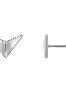 14K White Gold Geometric Earrings