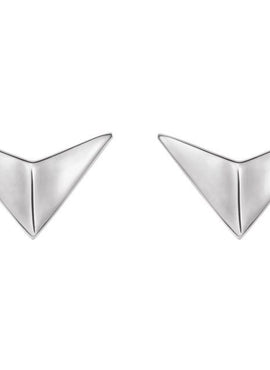 14K White Gold Geometric Earrings