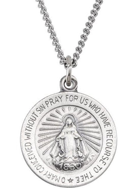 Sterling Silver 12 mm Miraculous Medal 18