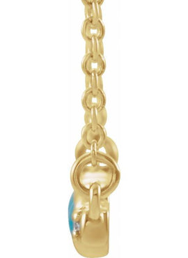 14K White Gold Natural Turquoise & 1/8 CTW Natural Diamond Bar 16