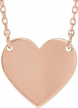 14K White Gold Engravable Heart 16-18