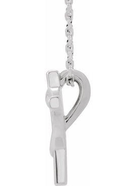 14K White Gold Youth Cross with Heart Pendant
