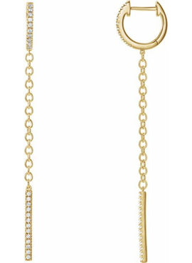 14K White Gold 1/4 CTW Natural Diamond Hinged Hoop Chain Earrings