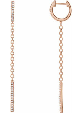 14K White Gold 1/4 CTW Natural Diamond Hinged Hoop Chain Earrings