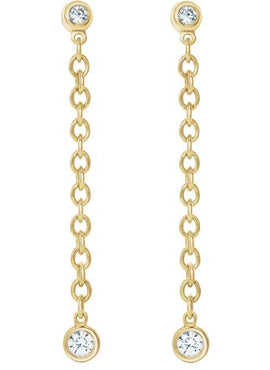 14K White Gold  1/5 CTW Natural Diamond Chain Dangle Earrings