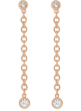 14K White Gold  1/5 CTW Natural Diamond Chain Dangle Earrings