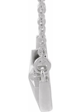 14K White Gold Crescent Moon & Star 16-18