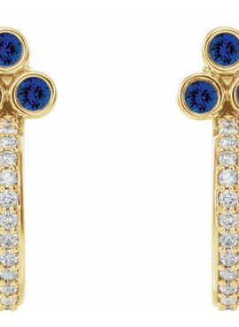 14K Rose Gold Natural Mozambique Garnet & 1/4 CTW Natural Diamond J-Hoop Earrings