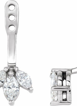 14K White Gold 1/5 CTW Natural Diamond Cluster Front-Back Earring Jackets