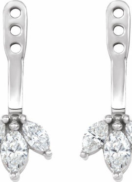 14K White Gold 1/5 CTW Natural Diamond Cluster Front-Back Earring Jackets