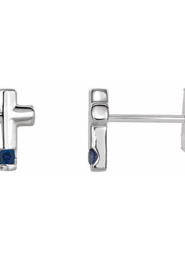 Platinum Natural Blue Zircon Cross Earrings