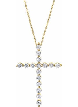 14K Rose Gold 1/5 CTW Natural Diamond Cross Pendant