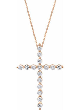 14K Rose Gold 1/5 CTW Natural Diamond Cross Pendant