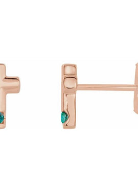 Platinum Natural Blue Zircon Cross Earrings