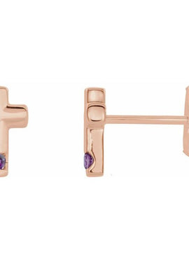 Platinum Natural Blue Zircon Cross Earrings