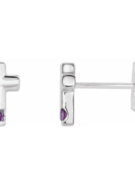 Platinum Natural Blue Zircon Cross Earrings
